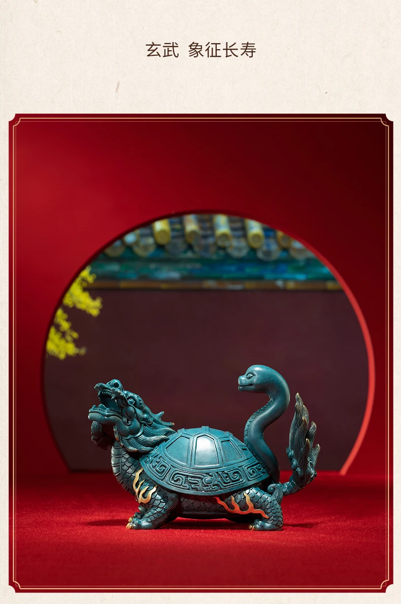 Lage  TOP grade Good LUCK Auspicious talisman brass Sculpture Home office Decor ART XUAN WU Dragon turtle snake statue