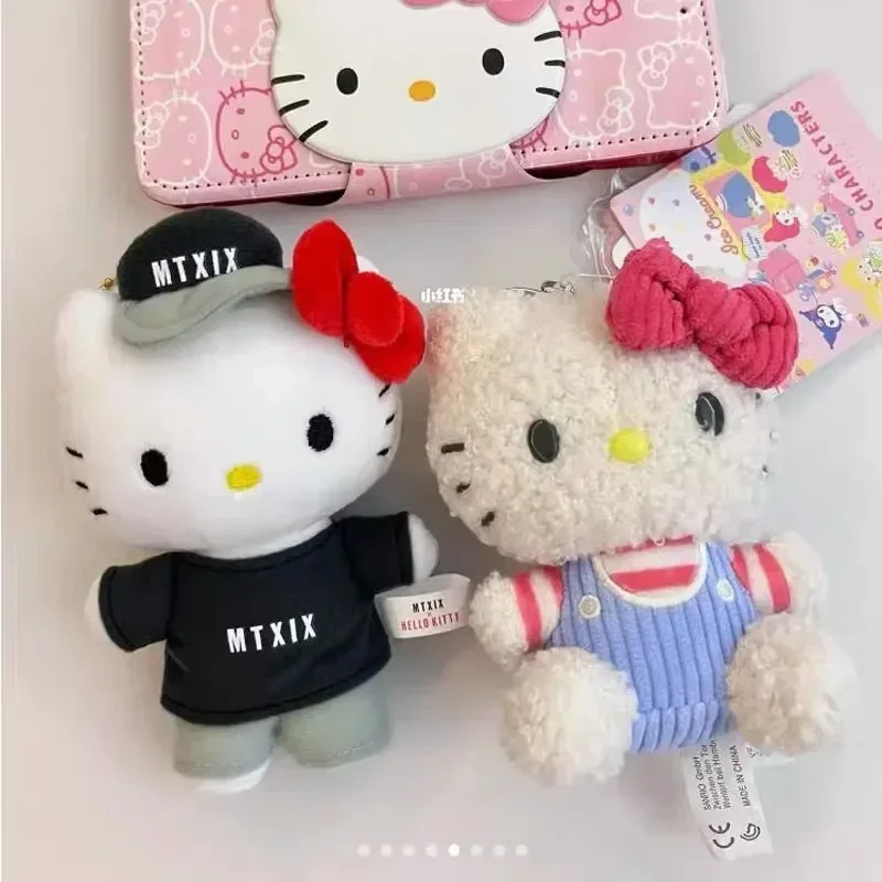 Sanrioed Cute cosplay Party Dress HelloKittys Plush Toy Doll Keychain Kawaii Animals Stuffed Plushie Doll Bag Pendant Kids Gift