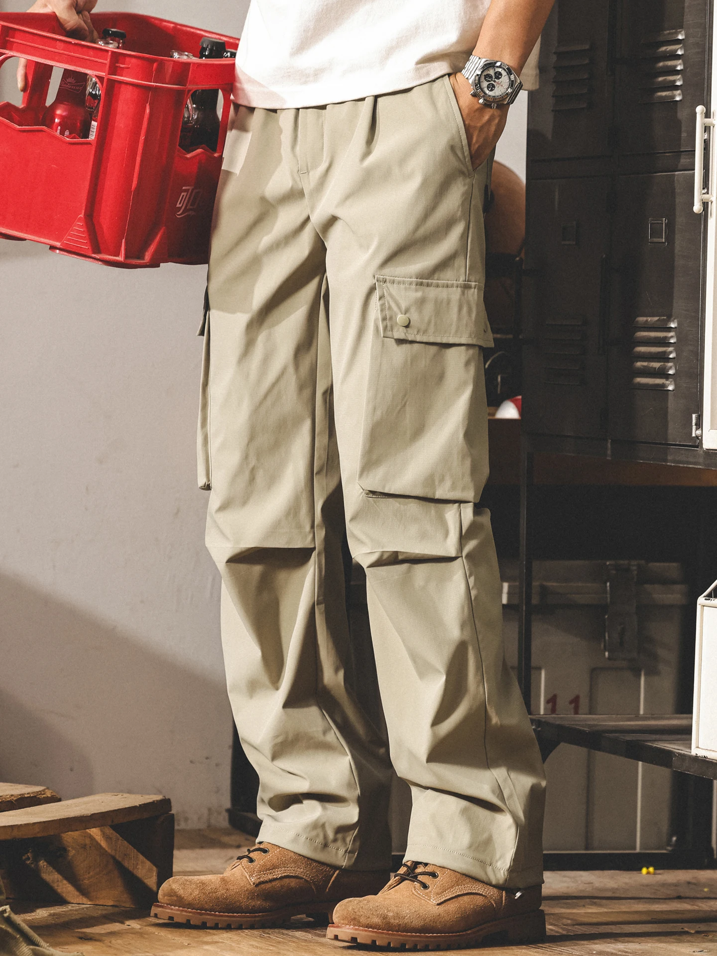 

Outdoor Workwear Pants Men's Summer American Trendy Brand Paratrooper Straight Leg Qui Dry Casual Pants Loose Fit Elastic W...