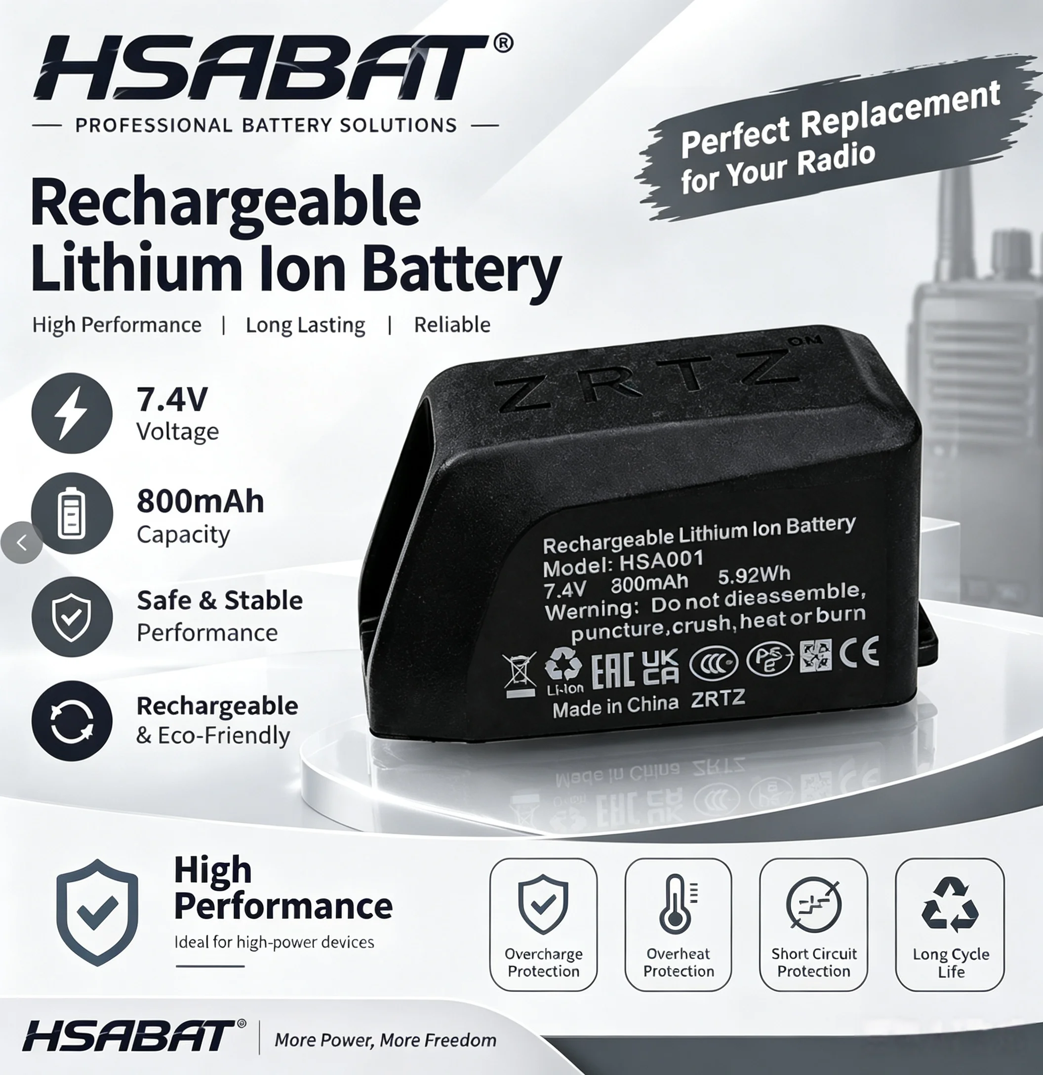 HSABAT 800mAh per Sram Etap Sistemi di Cambio per Mountain Bike Batteria Elettronica Wireless ad Alta Capacità Axs Red Force a Velocità Variabile