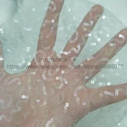 Sparkly transparent sequins lace fabric 130cm width worldwide free shipping