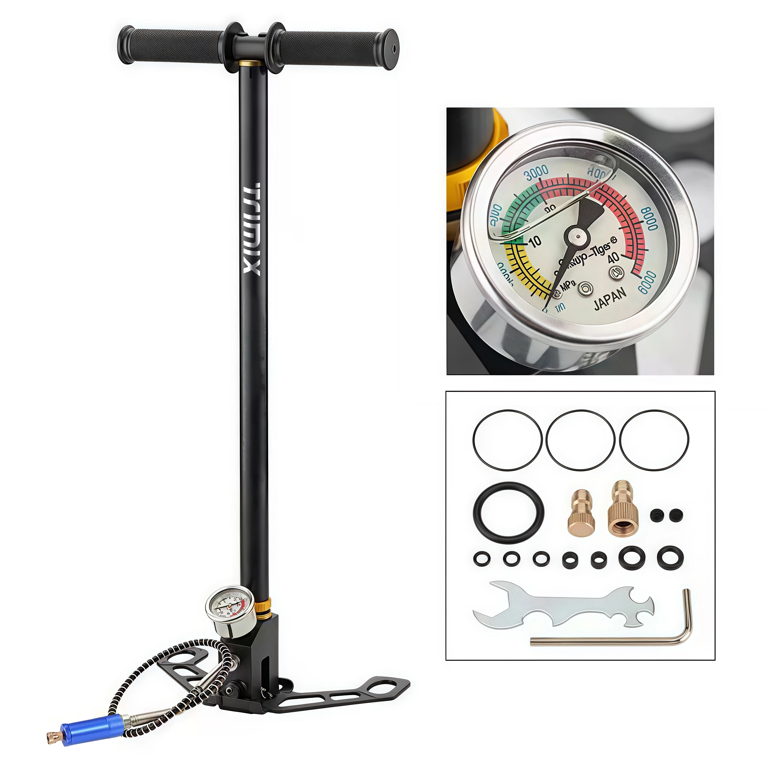 

TRIMIX Big Filter 3/4 Stage PCP Bicycle Hand Pump High Pressure 30mpa300bar4500Psi Operated HPA Diving Scuba Tank Hunting Car