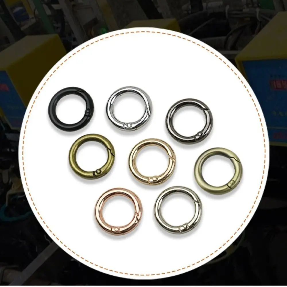Portable Zinc Alloy Spring Ring Clasp Round Lightweight Plated Gate Buckle Split Key Ring Bag Accessories