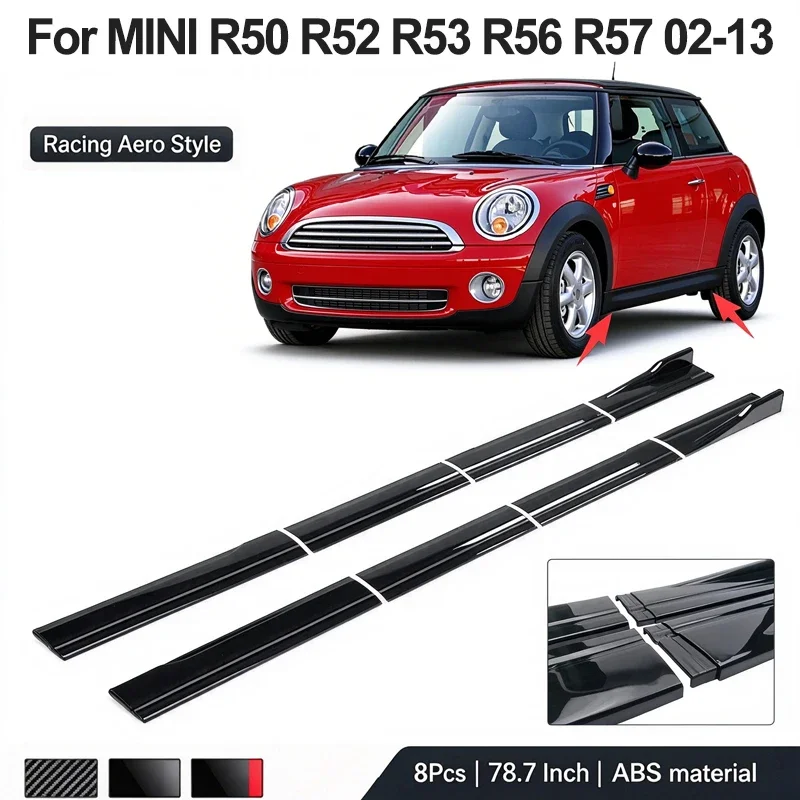 78.7inch/2m Sectional Side Skirt Extension Lips For BMW MINI R50 R52 R53 R56 R57 2002-2013 Racing Side Spoiler Car Mod Body Kit