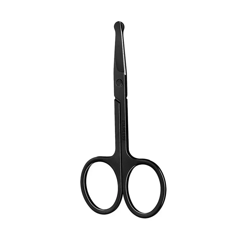 Delysia King  Men's and women's general purpose stainless steel black round head safety nose hair scissors/eyebrow trimmer