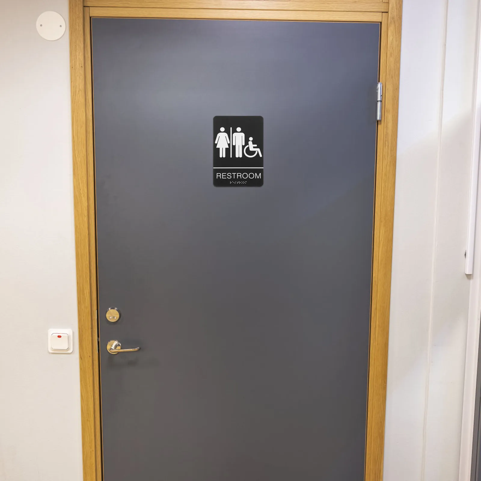 Blind Text Restroom Sign Acrylic Self-Adhesive Unisex Bathroom Sign for Door Wall Business Corridor Tactile Toilet Symbol