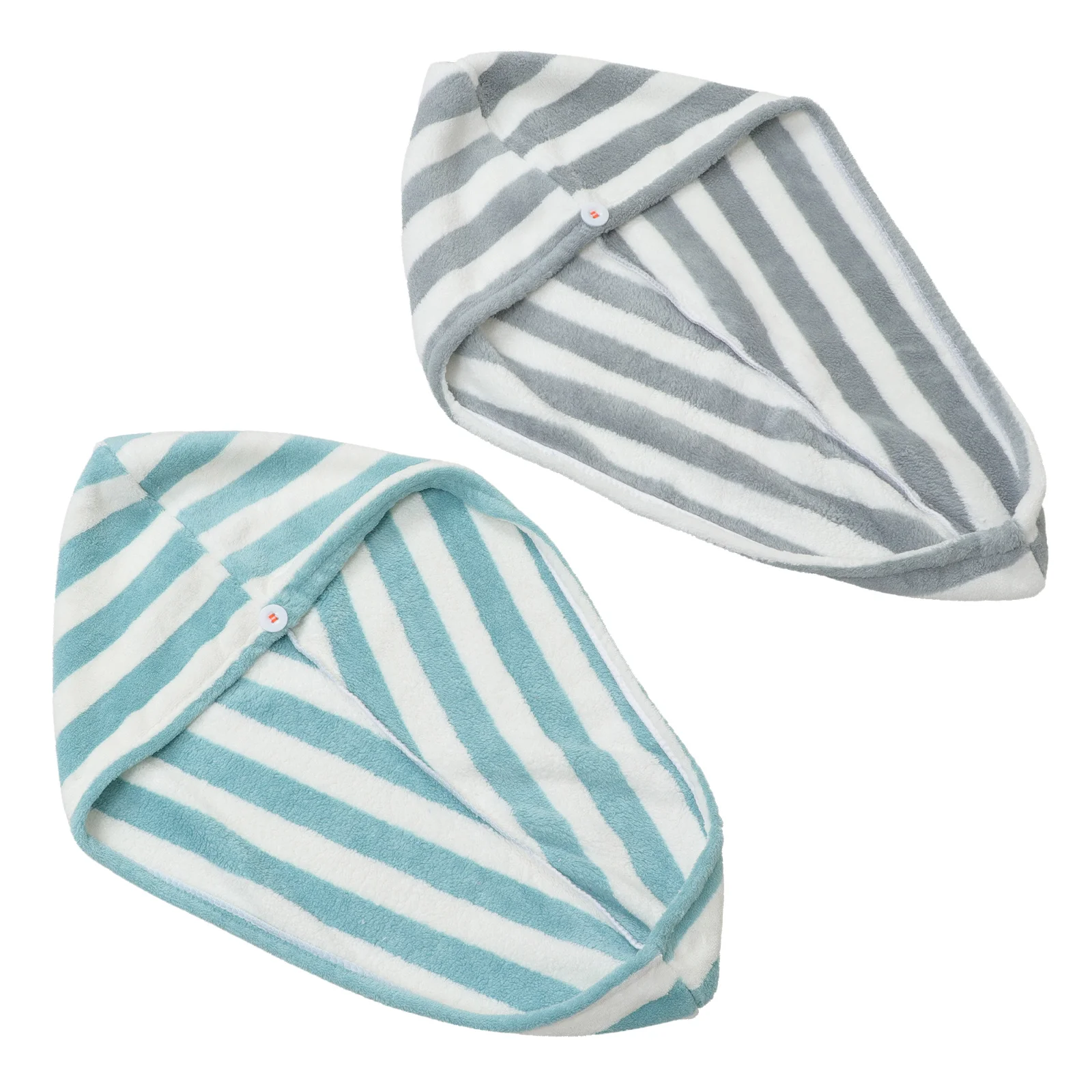 2 قطعة غطاء تجفيف الشعر طبقة مزدوجة سميكة لينة ستوكات ماصة قبعة الدش التجفيف السريع منشفة الشعر للاستحمام #3