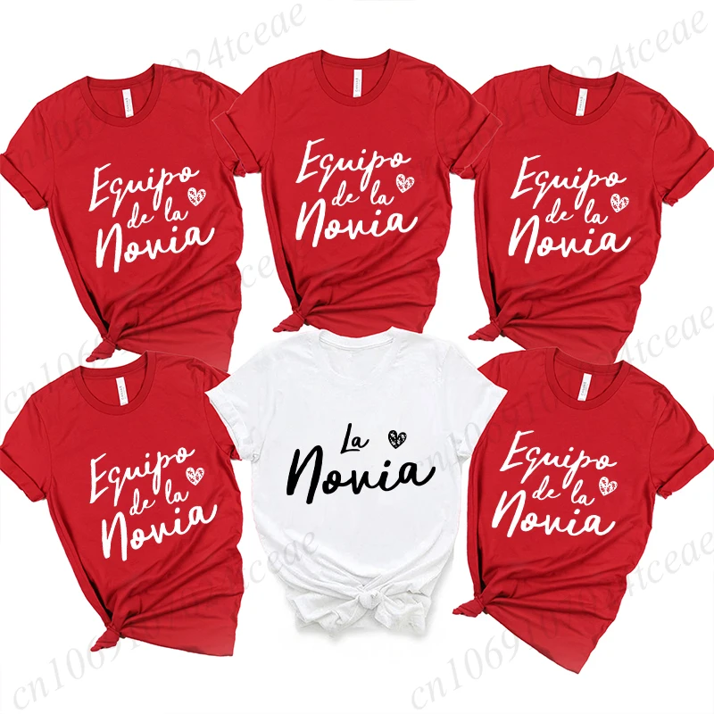 Camisetas de despedida de soltera para chica española, camisetas de fiesta de soltera para mujer, camiseta del equipo de novia, camisetas de despedida individual, ropa de boda nupcial Y2k