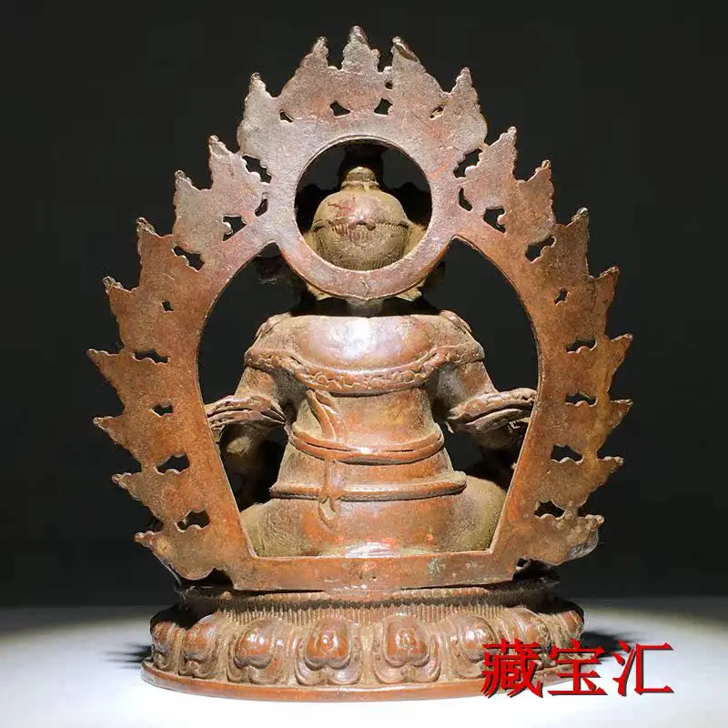 Old Unearthed Antique Acalanatha Yellow God of Wealth Bronze Buddha Statue Retro Nostalgic Collectible Old Ornament