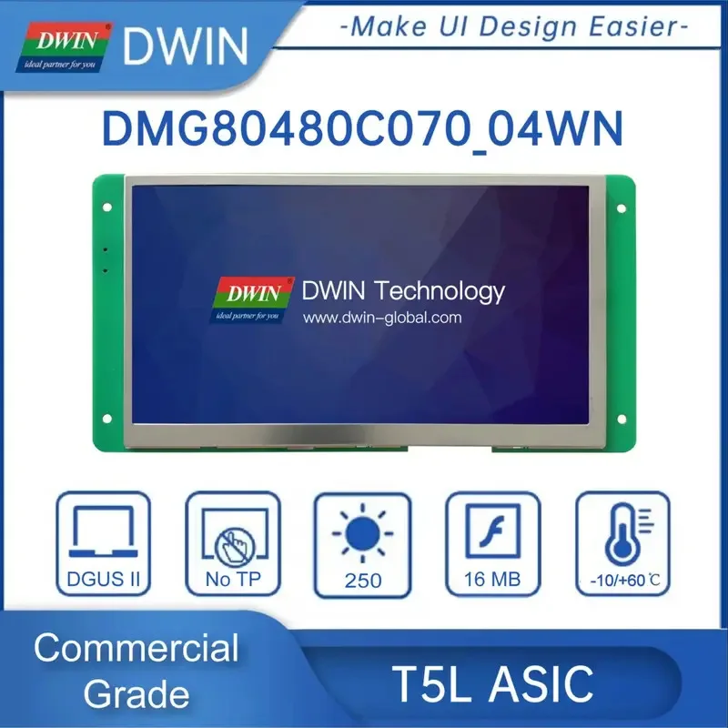 DWIN Modul LCD 7 Inci 800*480 RS232/TTL HMI Layar Panel Sentuh Komersial Layar TFT UART Pintar DMG80480C070-04W