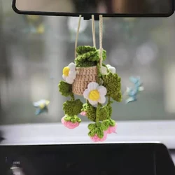 Handmade Crochet Car Styling Plants Succulent Car Plant Ornamentos Decoration Interior Accersories Cute Gift for Women