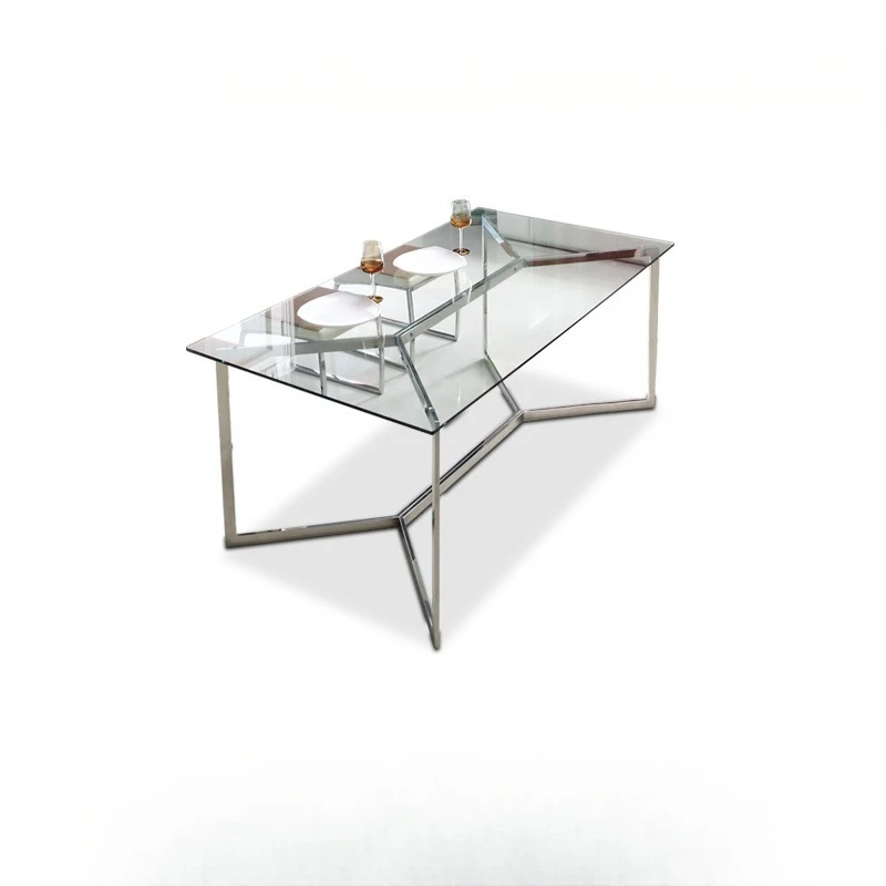 

Light luxury marble dining table Home restaurant High-end French European stainless steel rectangular hotel custom dining table