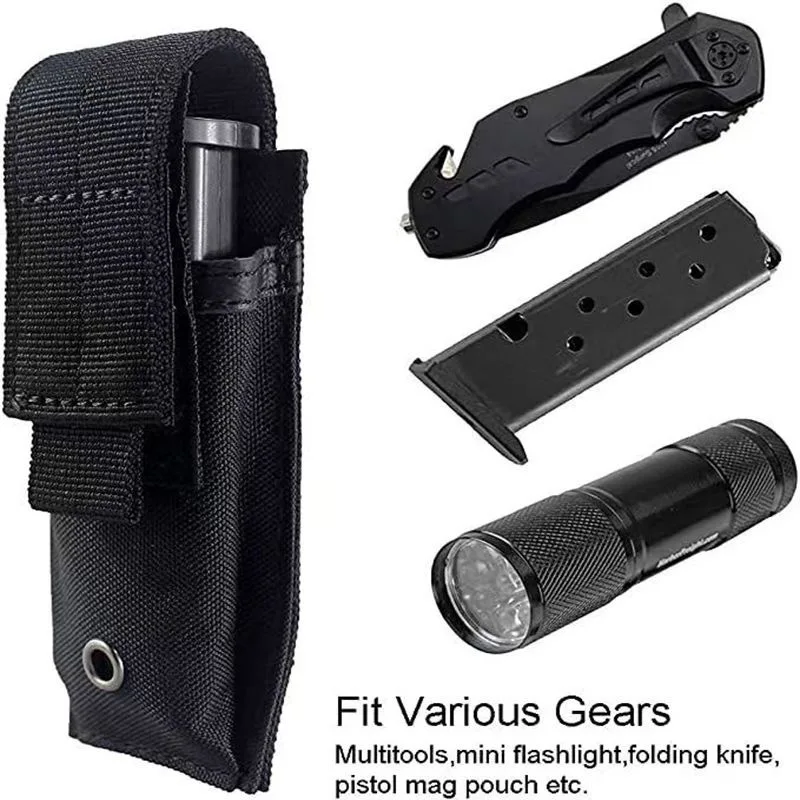 전술 몰리 플래시라이트 파우치, 토치 홀더, 탄창 싱글 매그 백, 나이프 홀스터, M5, EDC, 9mm, 야외 사냥용 허리 가방