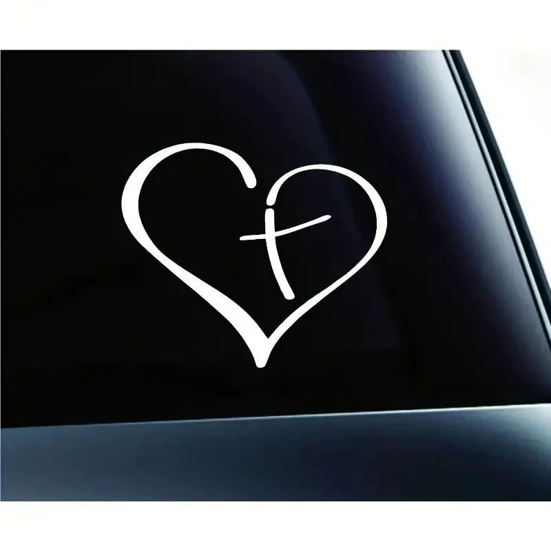 At The Heart Of Cross Decals Car Stickers Automobile Motorcycle Wagon Truck Laptop Desk Glass Window Of Christianity Stickers