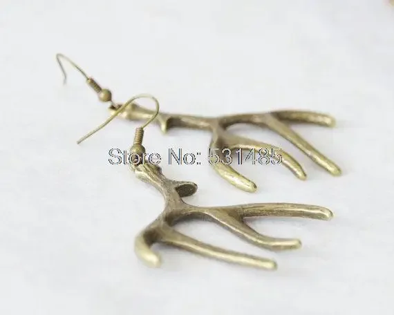 10pairs Antler Earrings  Bronze Tone Elk Deer Earring  Woodland Jewelry