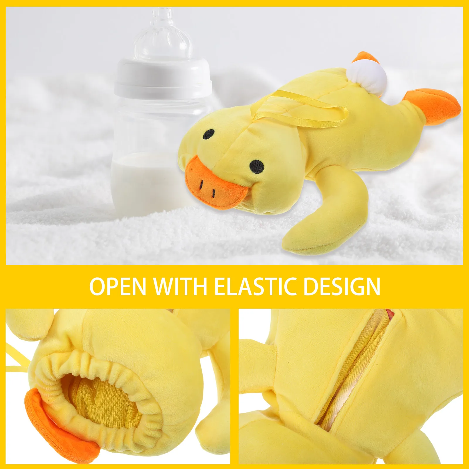 Lovely Yellow Baby Bottle Holder Winter Baby Accessories Sleeve Feeding Infant Warm Cartoon Design Transparent