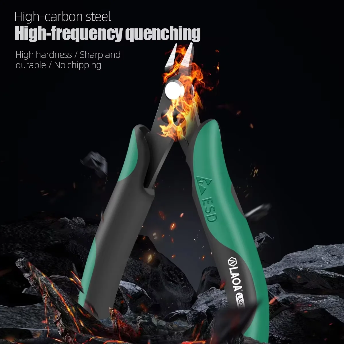LAOA LA325257 Anti‑Static Fine Diagonal Cutters 5 Inch, Precision ESD‑Safe Pliers for Electronic Work Repair Hand Tool