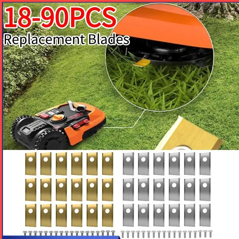 

18-90PCS Blades Replacement For Worx Landroid Lawn Mowers Robotic Lawnmower Stainless Steel Lawn Mower Cutter Blades Cutting