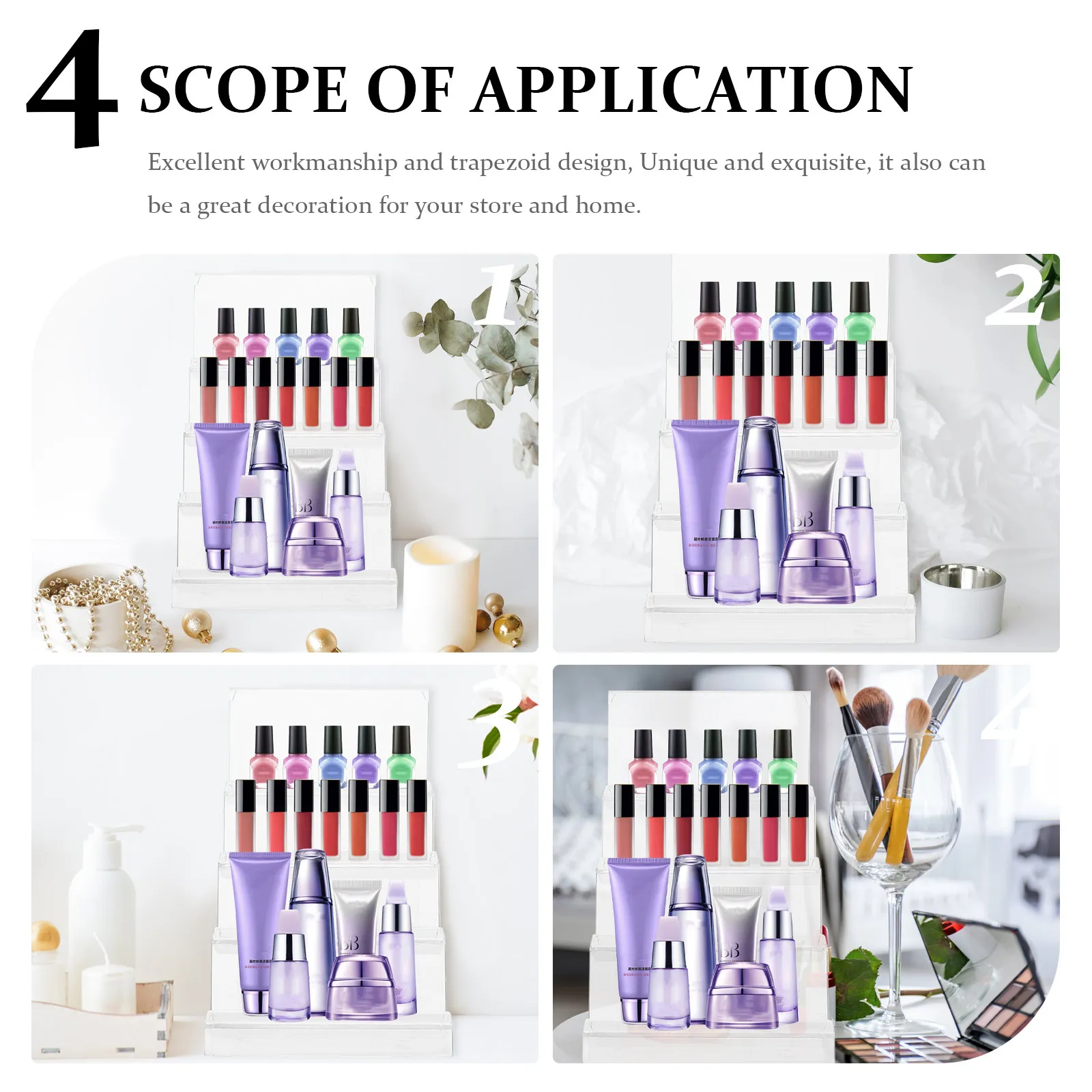 

Multifunctional 4-Layer Wallet Display Rack Acrylic Storage Stand for Shop Home Countertop Wallet Holder Mask Display Case