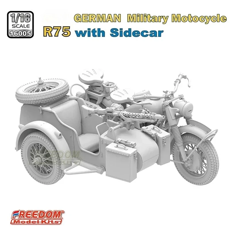 

Наборы для сборки моделей Freedom Pmodel 16005SP: Немецкий мотоцикл R75 с прицепом времен Второй мировой войны, масштаб 1/16
