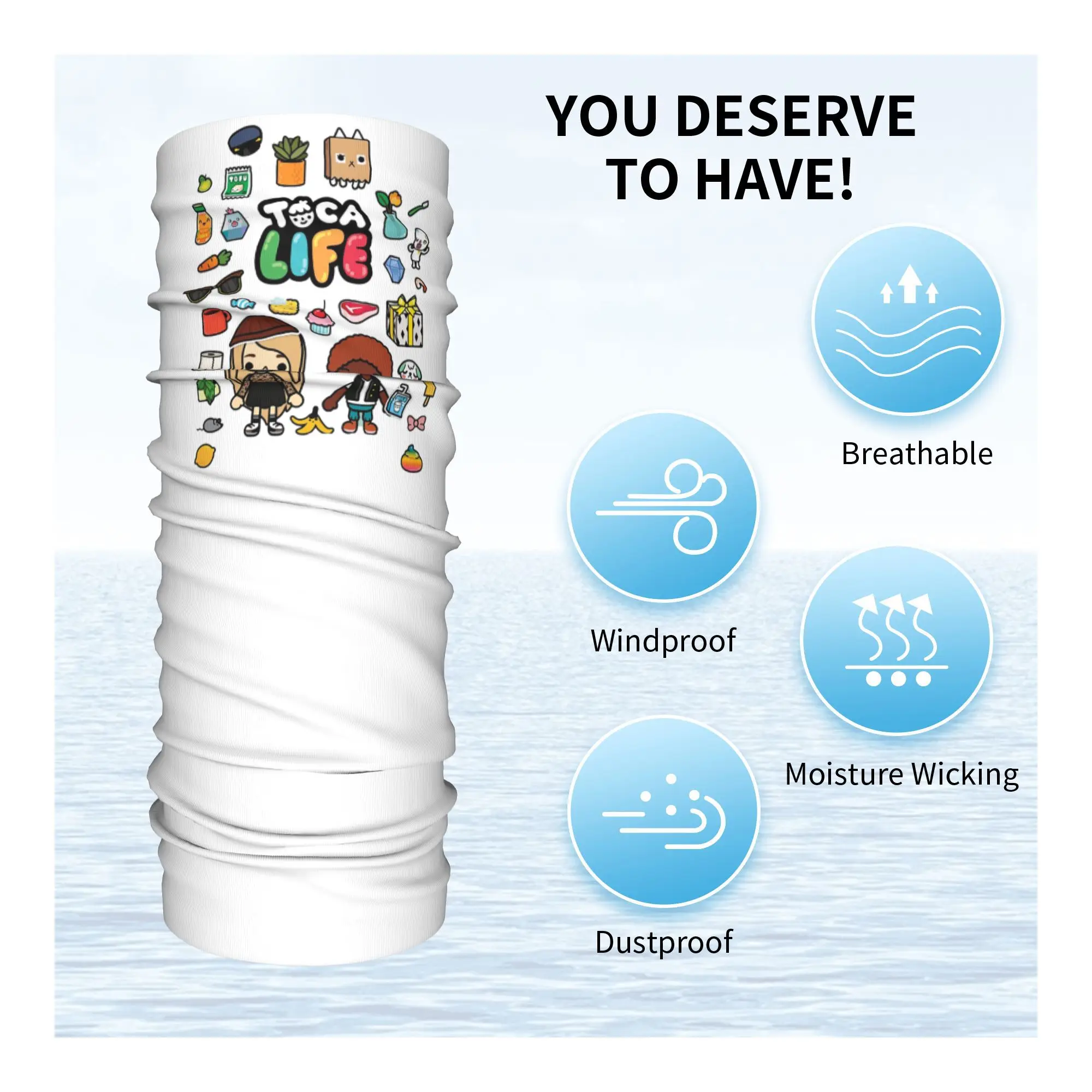 توكا بوكا باندانا قناع مطبوع للرقبة وشاح بالاكلافا متعدد الاستخدام للرياضات الخارجية للرجال والنساء والكبار طوال الموسم