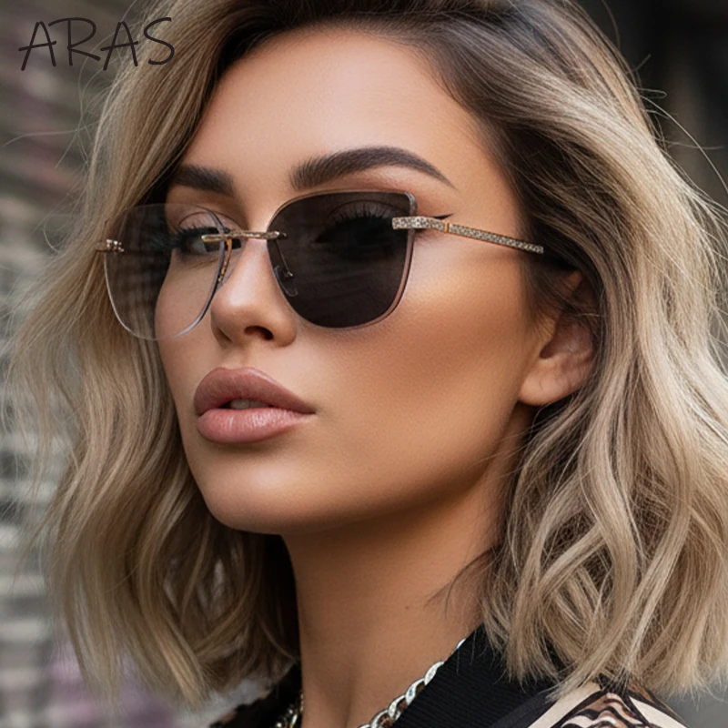 

Sexy Cat Eye Rimless Photochromic Glasses Women 2025 Luxury Change Color Sunglasses For Lady Anti Blue Light Reading Eyeglasses