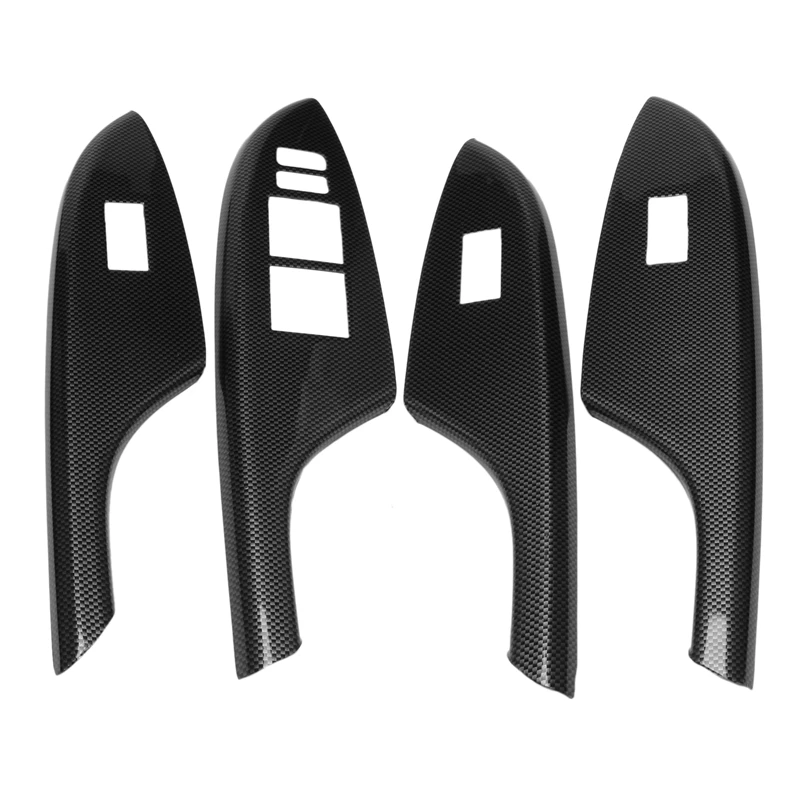 For Toyota Corolla 2007-2013 Door Window Lift Panel Carbon Fiber Door Window Switch Cover Trim RHD