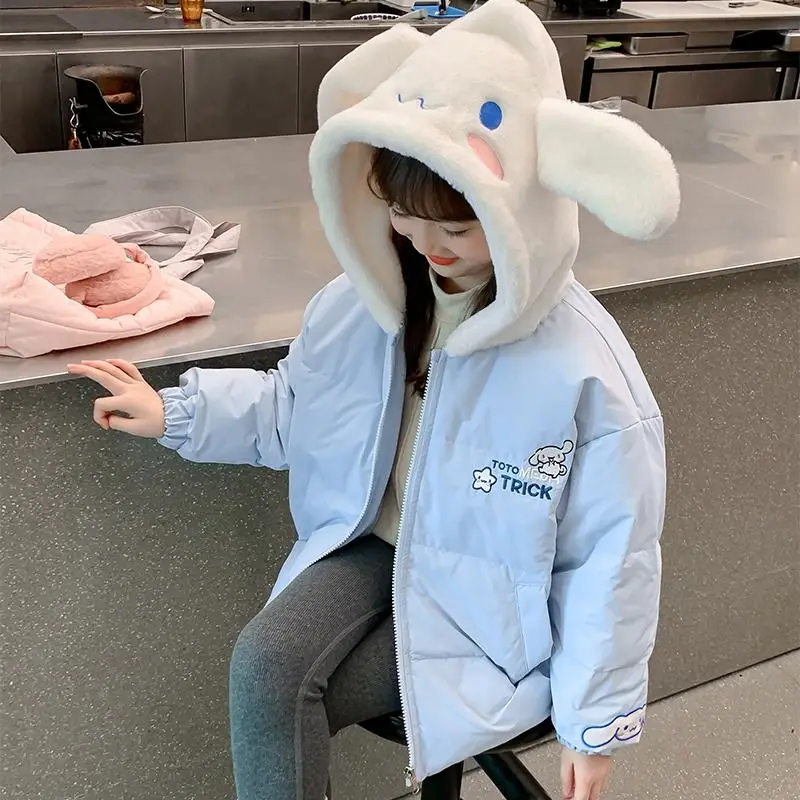 Cinnamoroll Girl Cotton Clothes Winter Clothes Sanrios New Anime Keep Warm Kawaii Child Cotton Thicken Coat Hooded Jacket