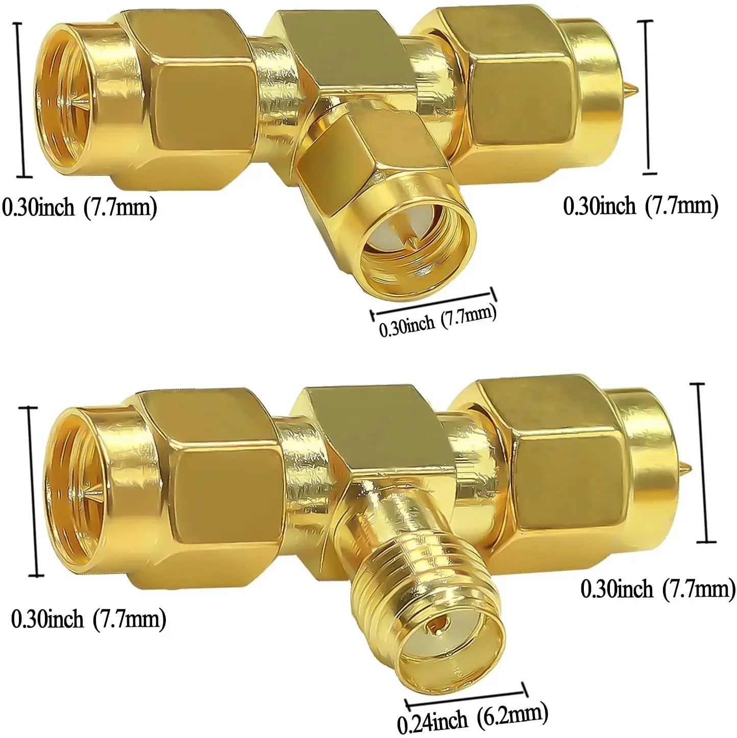 SMA Splitter Connector SMA Male to Dual SMA Male Triple Tee Adapter SMA Female to Double SMA Male 3 Way 2Type/lot 2pcs/lot