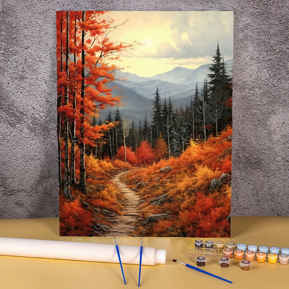 Diy Painting By Numbers On Canvas Forest Landscape Acrylic Paint Package Coloring By Numbers Wall Art Decor Personalized Gift