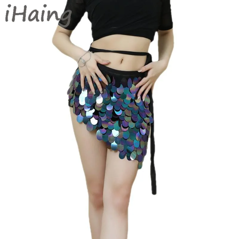 Womens Sequin Tassel Belly Dance Hip Scarf Carnival Party Stage Performance Rave Belt Waist Chain Wrap Indain Costume Mini Skirt