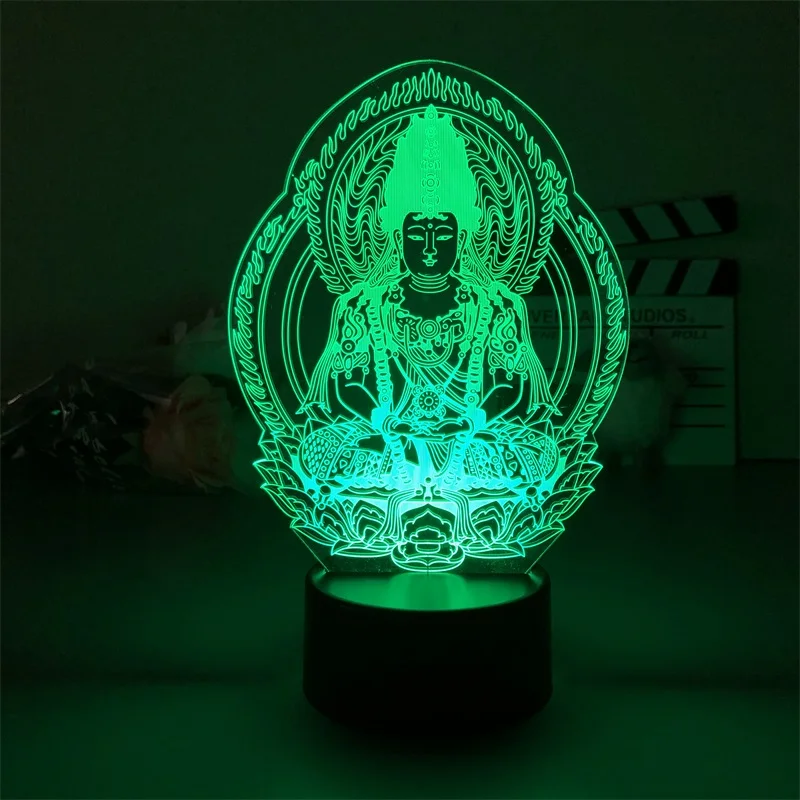 Bodhisattva 3D Night Light Best Selling for Bedroom Decor Light Guanyin Statue Gift LED Lamp Kid Lovely Present Avalokitesvara