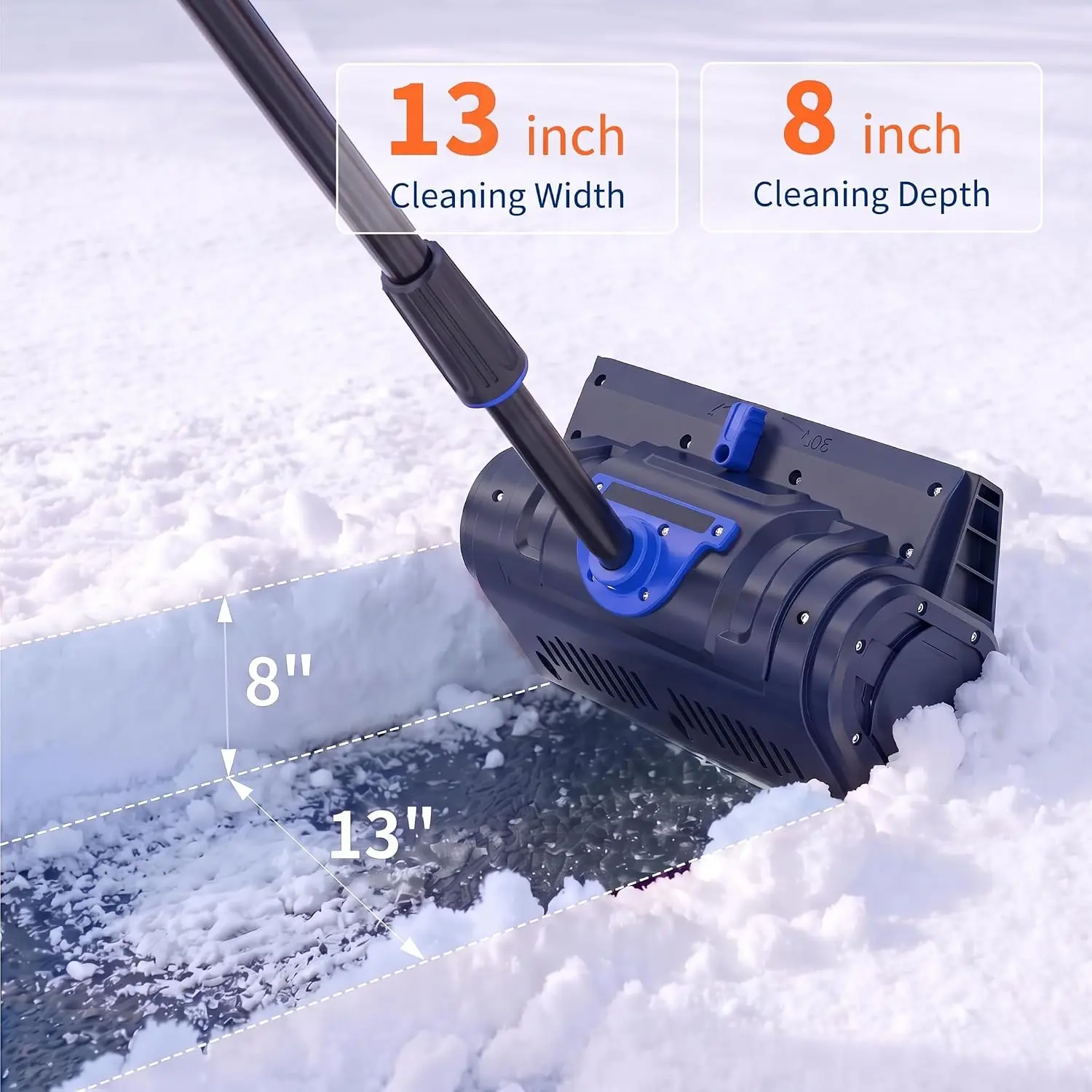 Cordless Electric Snow Shovel & Blower, 20V 5.0Ah Battery & Charger Included, 13-Inch Brushless Snow Blower, 8-Inch Snow Depth, 20-Ft Throw Distance, ±30° Adjustable Snow Deflector, 8.3-lb Lightweight Snowblower