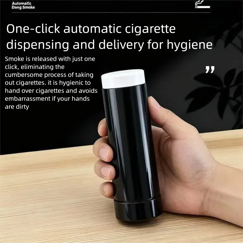 New Thick One-touch Automatic Cigarette Ejection Portable Cigarette Case, White and Black Business Gift for Men and Women