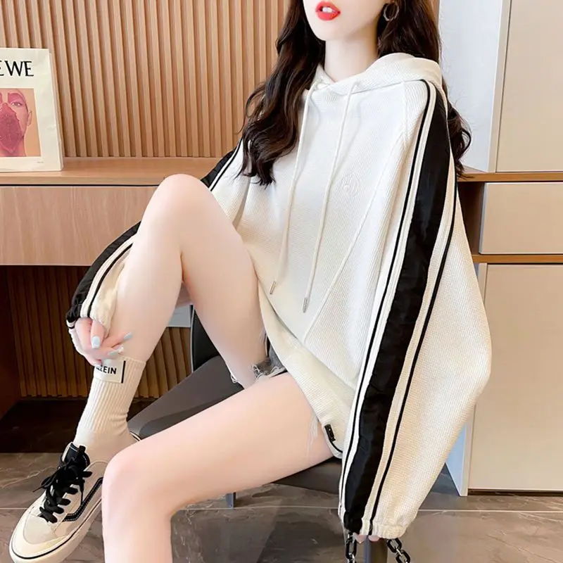 Autumn Winter Thin Fashion Loose Preppy Style Office Lady Simplicity Long Sleeve Hoodies Pullovers Women\'s Clothing 2023 New