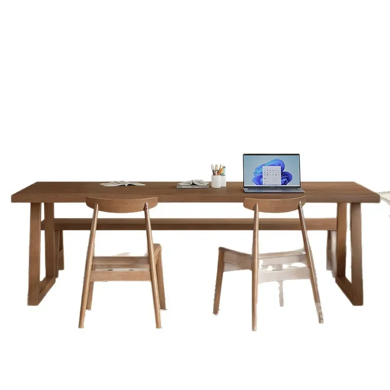 

Nordic solid wood large desk simple double study table home desk living room long worktable computer table
