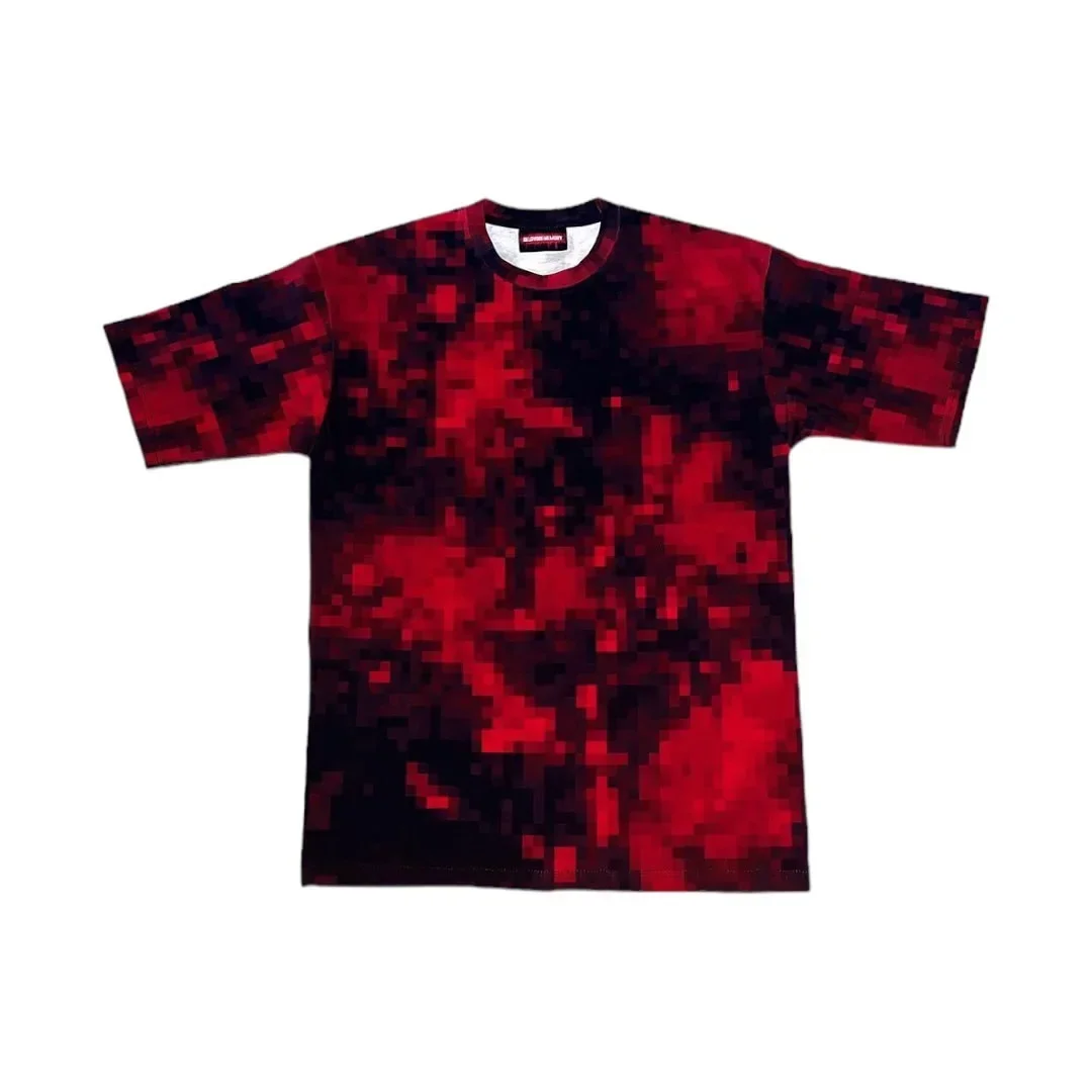 New Y2K Gothic Harajuku Mosaic Blood Print T-shirt Men Loose Street Style Short-sleeved Hip-hop Trend Brand T-shirt