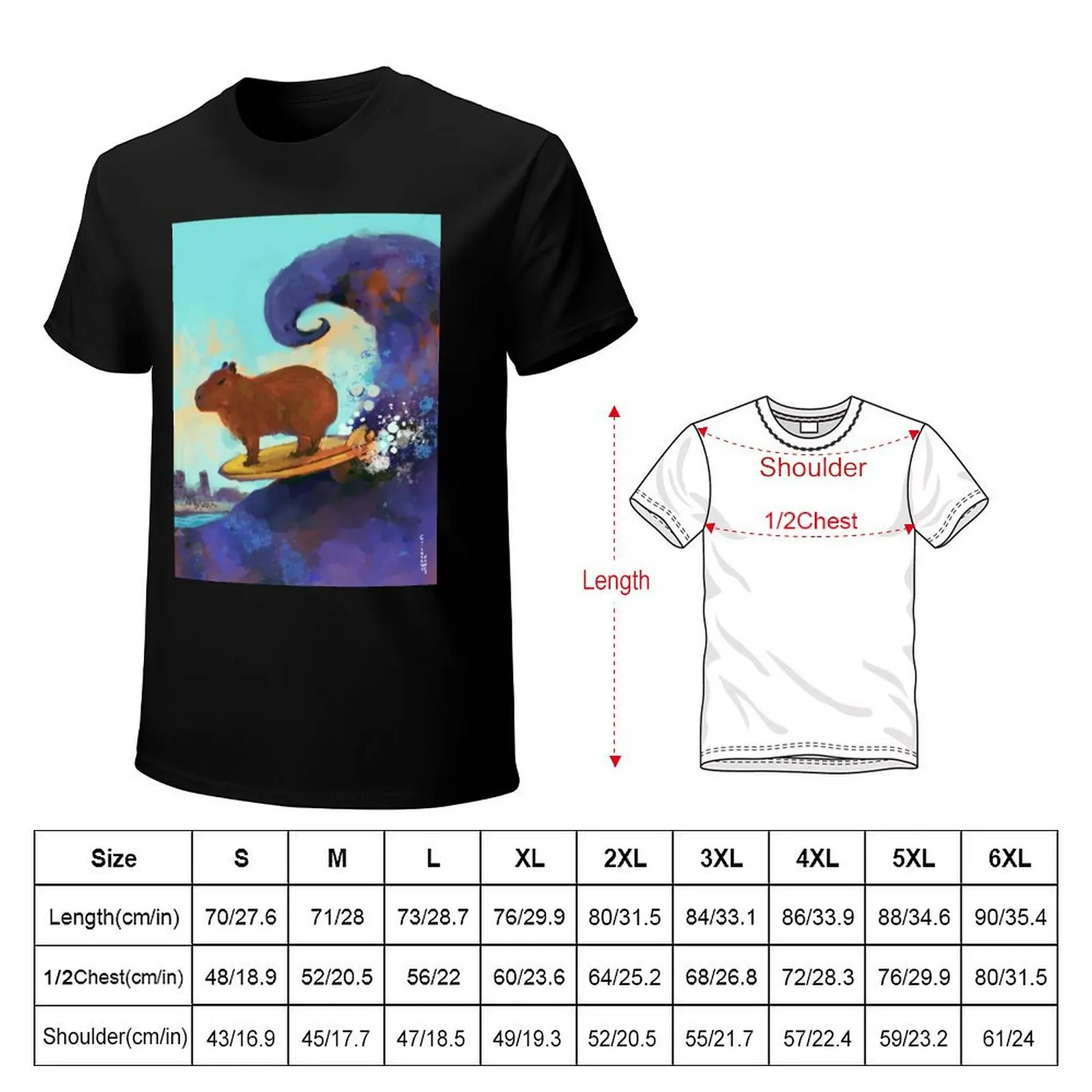 capybara surfing T-Shirt Work Wear Short Sleeve T-Shirt
