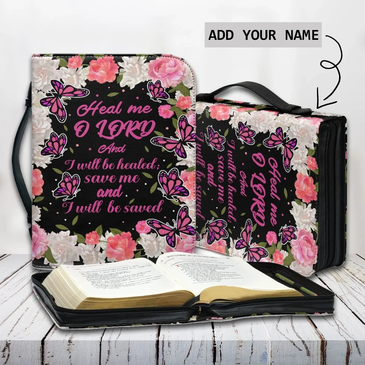 

Fashion Bible Verse Print Women's Bible Storage Bags Heal Me God The Lord Will Bless Me Design Bible Cover Case for Christians