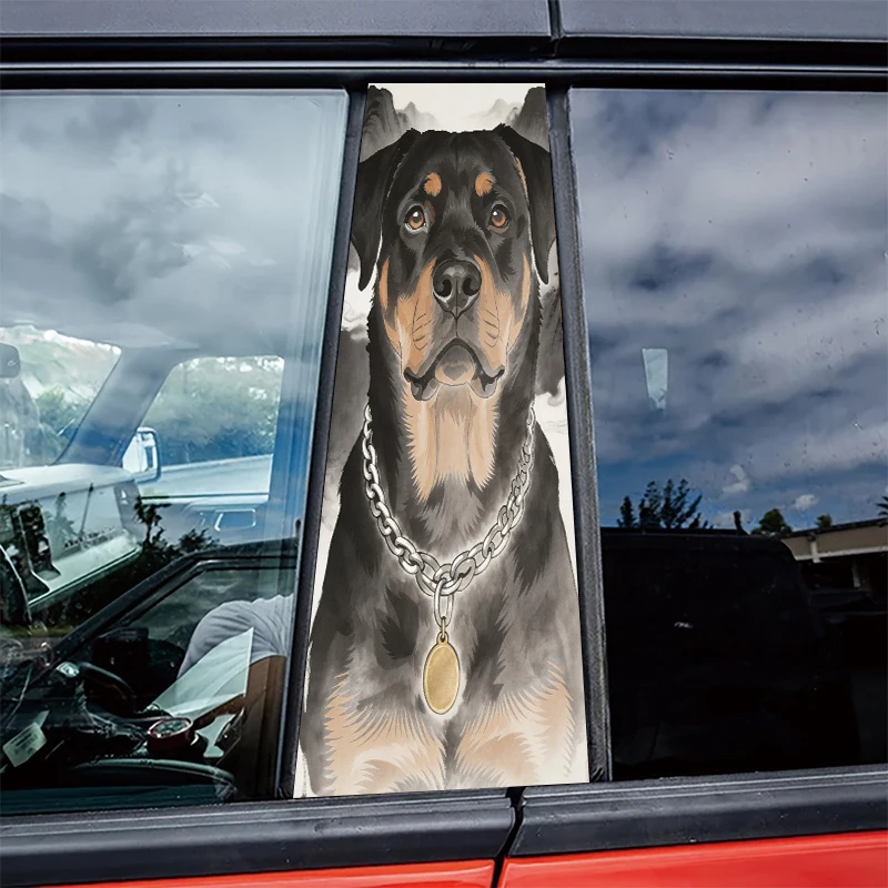 

2pcs Car Center Pillar Window Film Rottweiler Glossy protective polyethylene film
