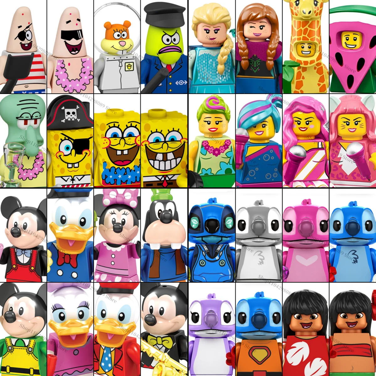 Disney cartoon animatie mini beeldjes bouwstenen Mickey Elsa Stitch kindermontage baksteen speelgoed vakantie feestcadeaus