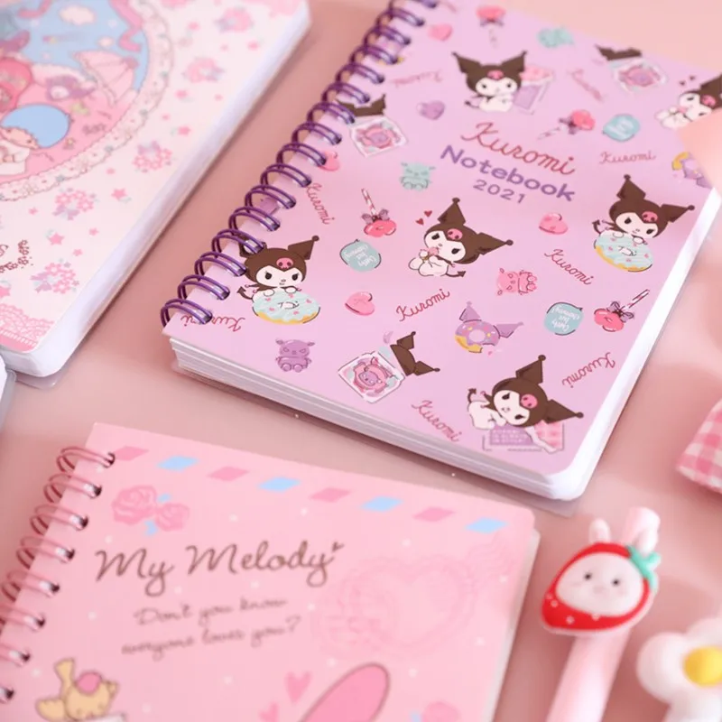 Cartoon Sanrio A6 Notebook Kuromi Melody Cinnamoroll Student Portable Coil Account Book Kawaii Pocket Notepad School Stationery