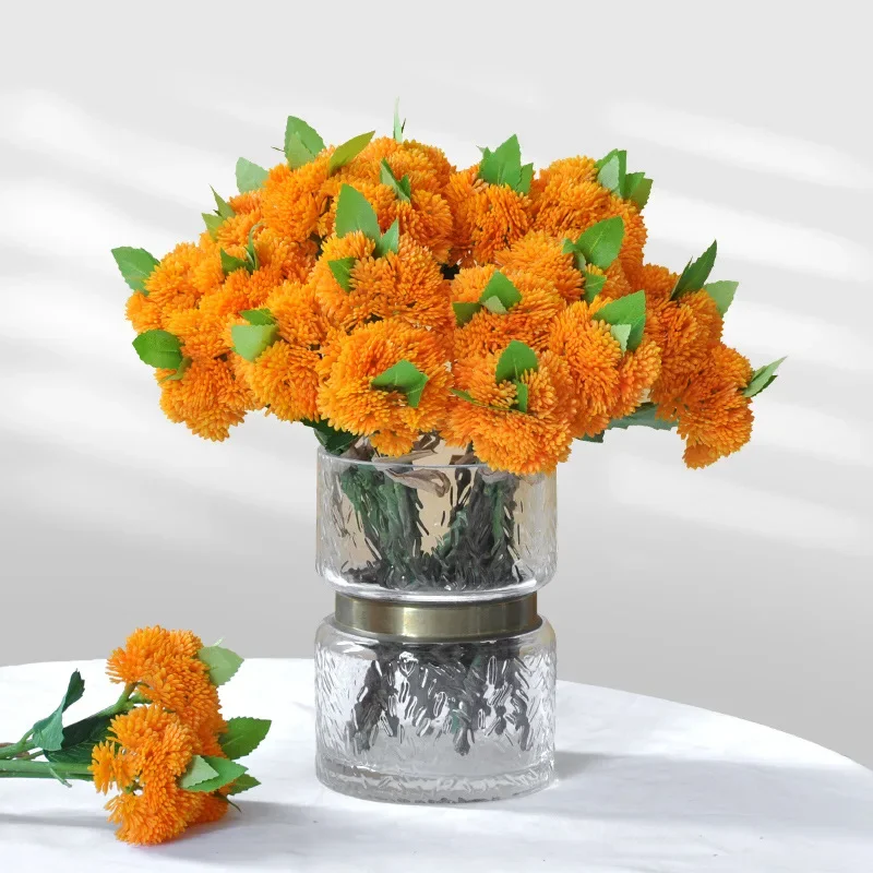 29CM Decorative Artificial Flowers with 3 Embroidered Balls Soft-Touch Greenery Plants for Home Décor