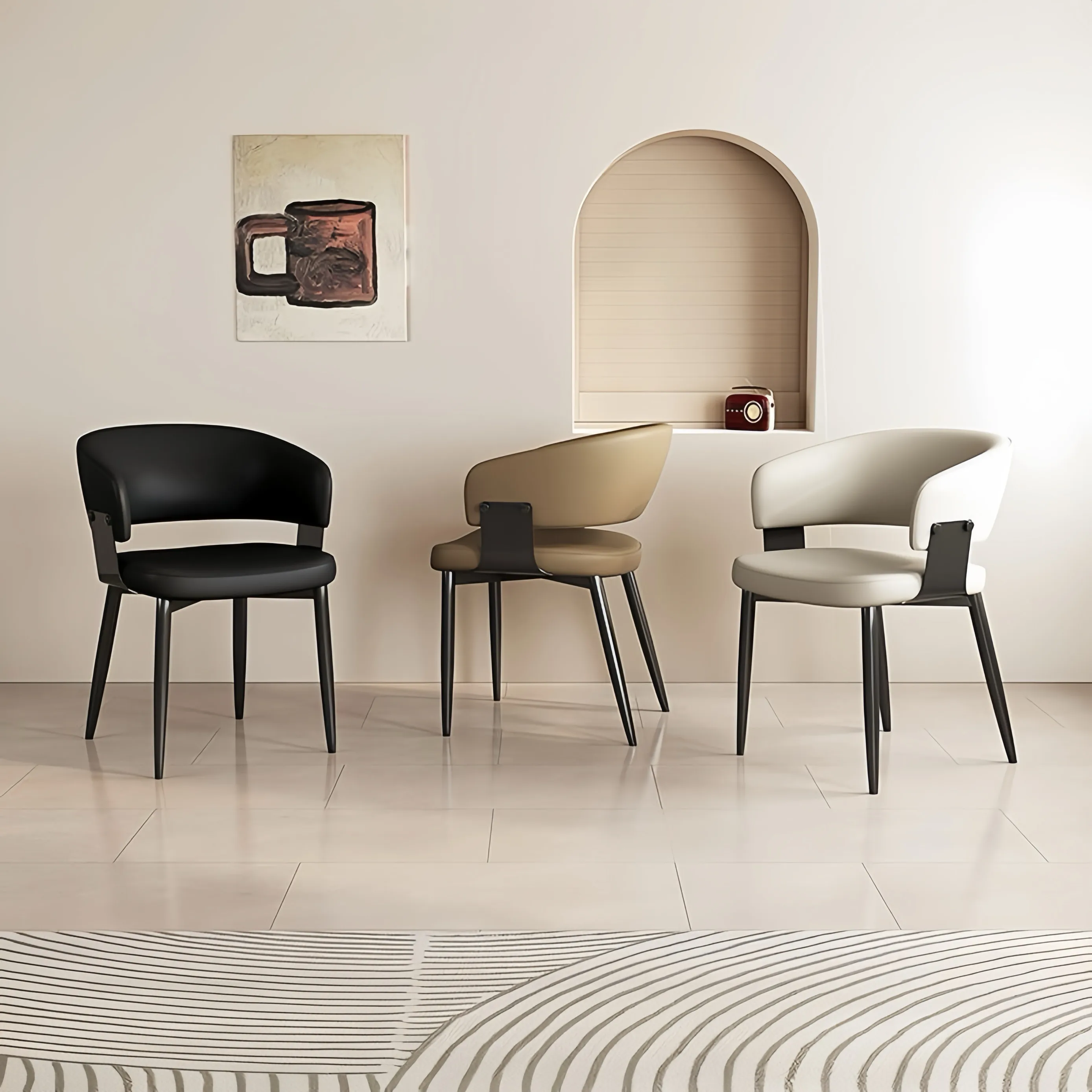 Modern Minimalist Upholstered Dining Chair Soft Padded Backrest Italian Style Side Chair For Home
