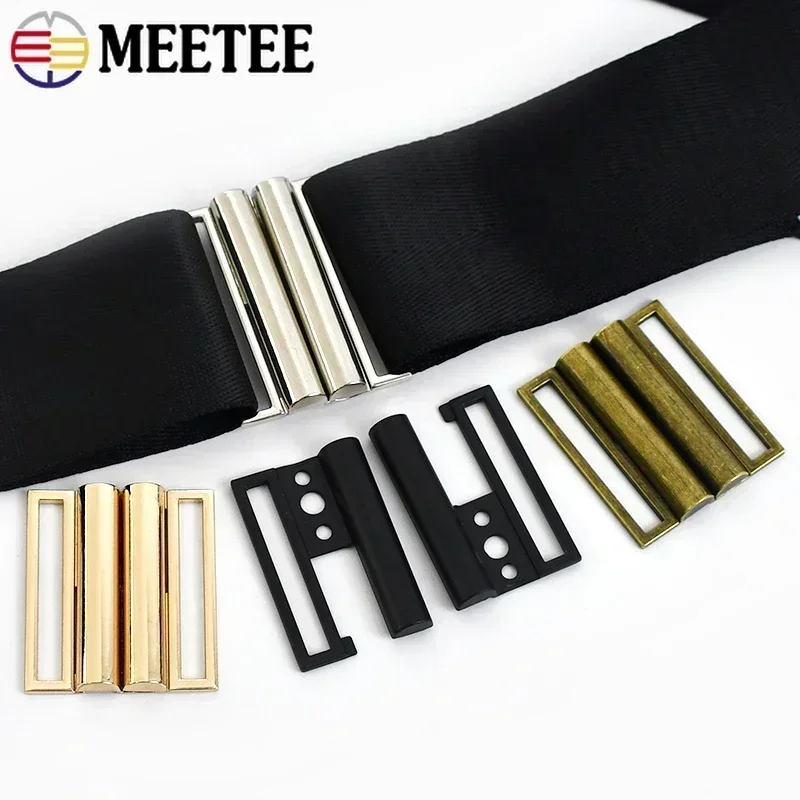 Meetee 2Pcs 30-80mm Metal Belt Buckle Women Coat Waistband Buckles Bags Garment Decorative Clasp DIY Sewing Hardware Accessories