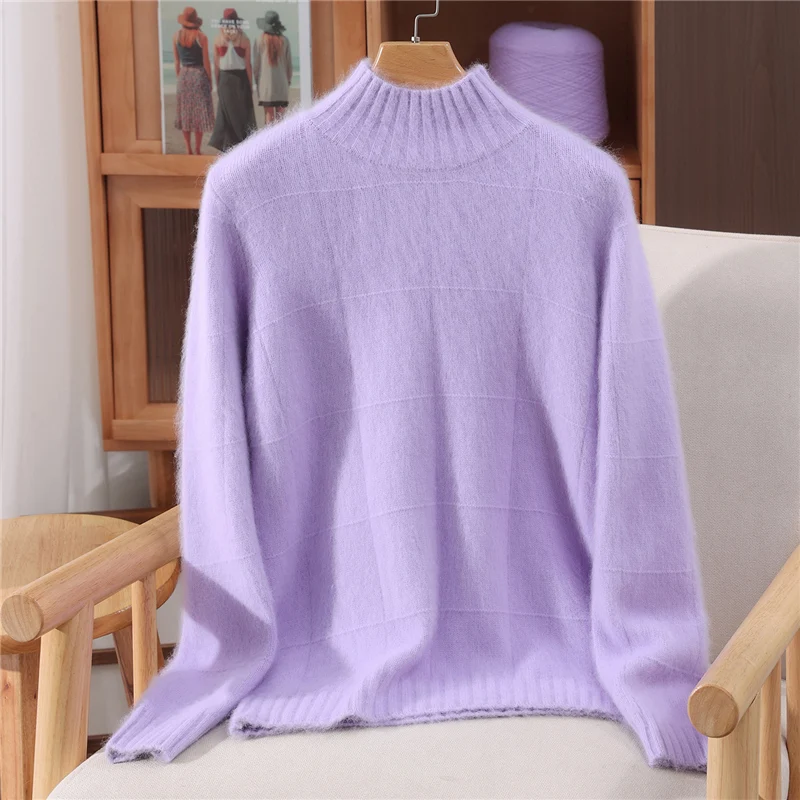 Abbigliamento donna Autunno Inverno Nozioni di base Pullover 100% visone Maglione di cashmere Morbido caldo soffice lavoro a maglia Mezza collo alto Office Lady