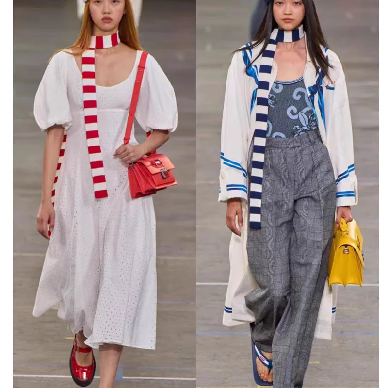 レディース細長ニットカシミヤスカーフストライプ暖かい秋冬ファッションアクセサリー韓国風長方形装飾スカーフ