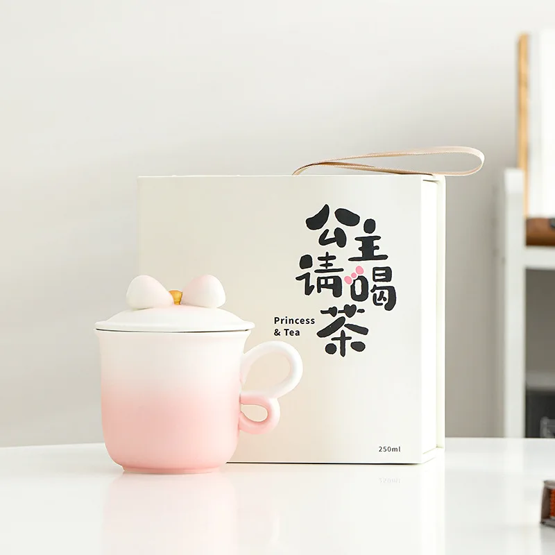 

Water Cup Student High-Value Creative Bowknot Mug High-Value Ceramic Water Cup Business Gift Souvenir