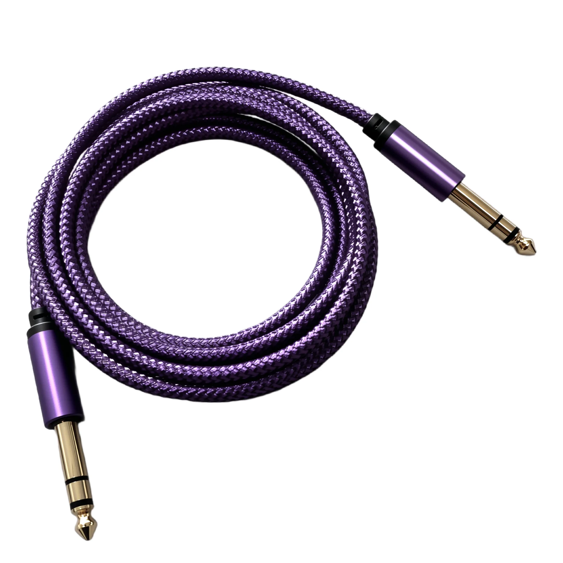 1/4 Inch TRS Right Angle Instrument Cable 6.35mm Male Jack Stereo Audio Interconnect Cord for Bass Keyboard Mixer Amp