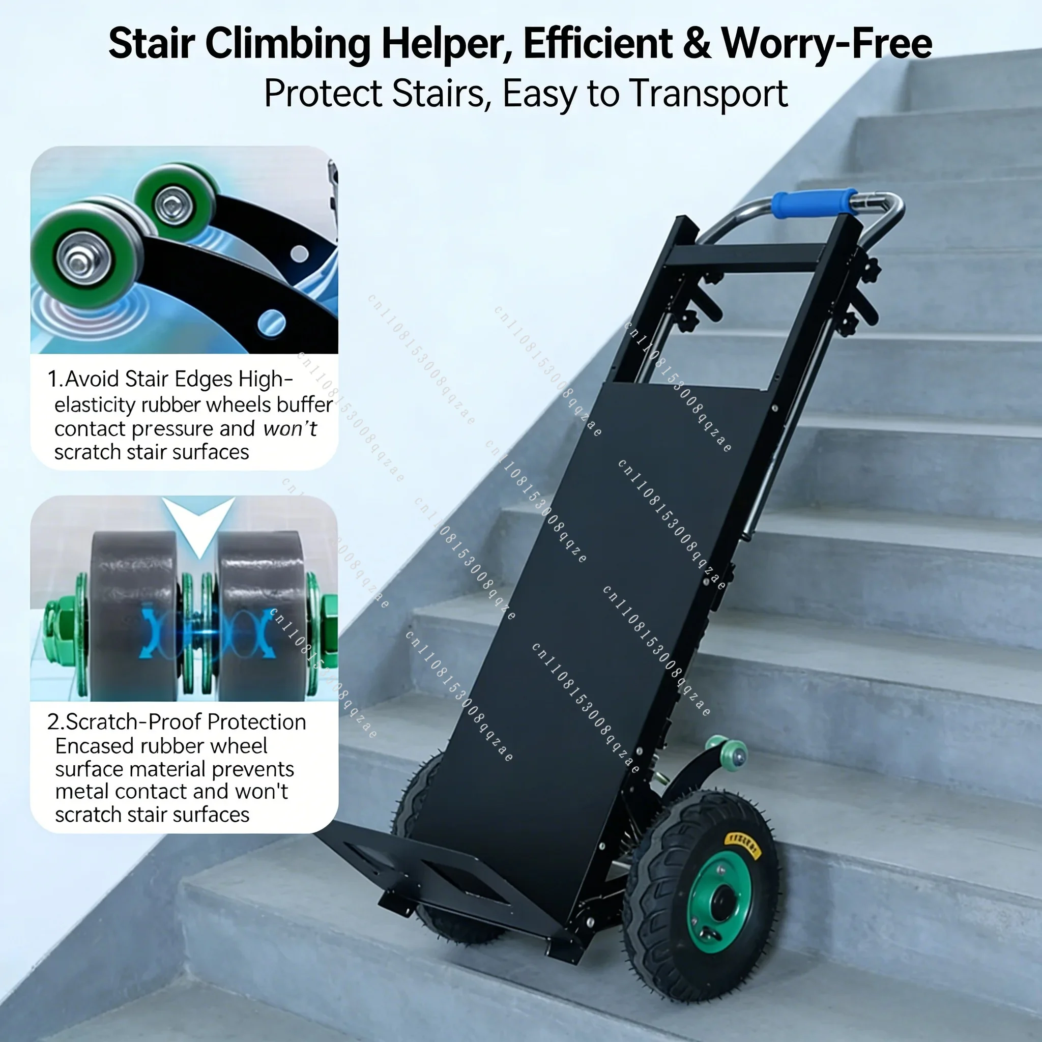 200kg Electric Stair Climbing Machine with Lithium Battery 8 Ah, Foldable Pull Truck Suitable for Floor Transportation of Goods